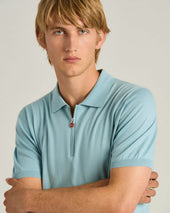 Pure Cotton Zipped Polo Shirt In