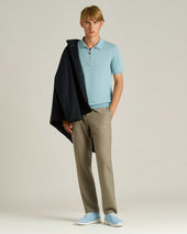 Pure Cotton Zipped Polo Shirt In