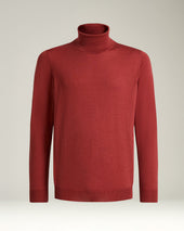 TERRACOTTA CASHMERE AND SILK PLAIN-KNIT TURTLENECK