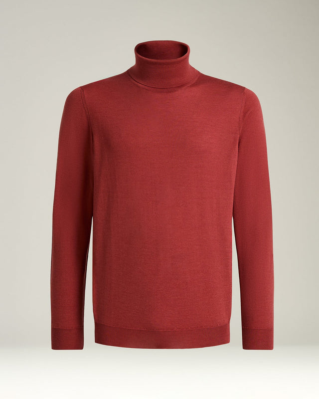 TERRACOTTA CASHMERE AND SILK PLAIN-KNIT TURTLENECK