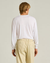 PURE COTTON LONG-SLEEVED CREWNECK SWEATER IN WHITE