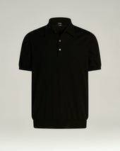 PURE COTTON SHORT-SLEEVED CREWNECK SWEATER IN BLACK