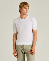 Cotton Short Sleeved Crew Neck Sweater In With Horn Accessories