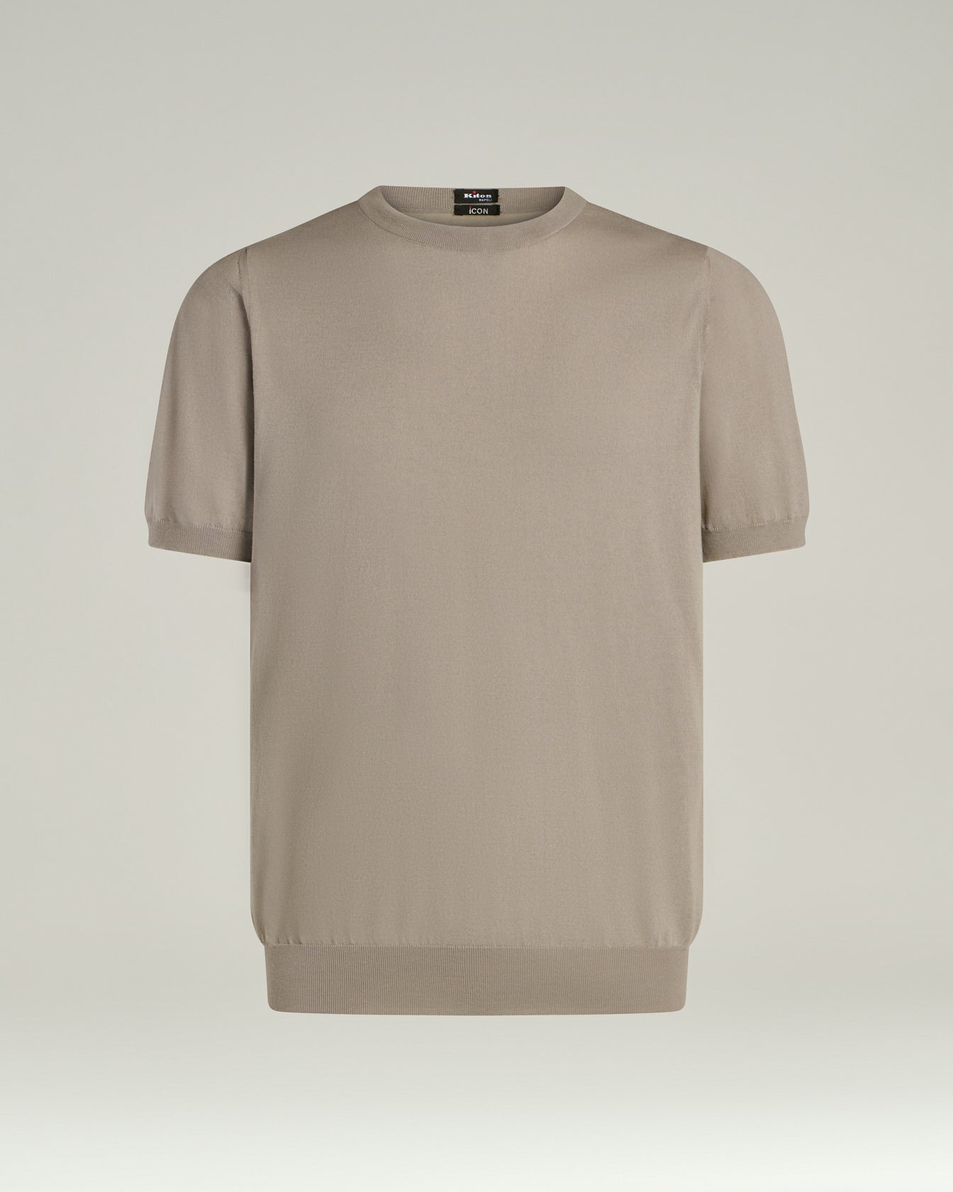 COTTON SHORT SLEEVED CREW NECK SWEATER IN BRIGHT GREY