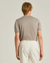 Cotton Short Sleeved Crew Neck Sweater In Bright Grey