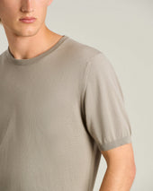 Cotton Short Sleeved Crew Neck Sweater In Bright Grey