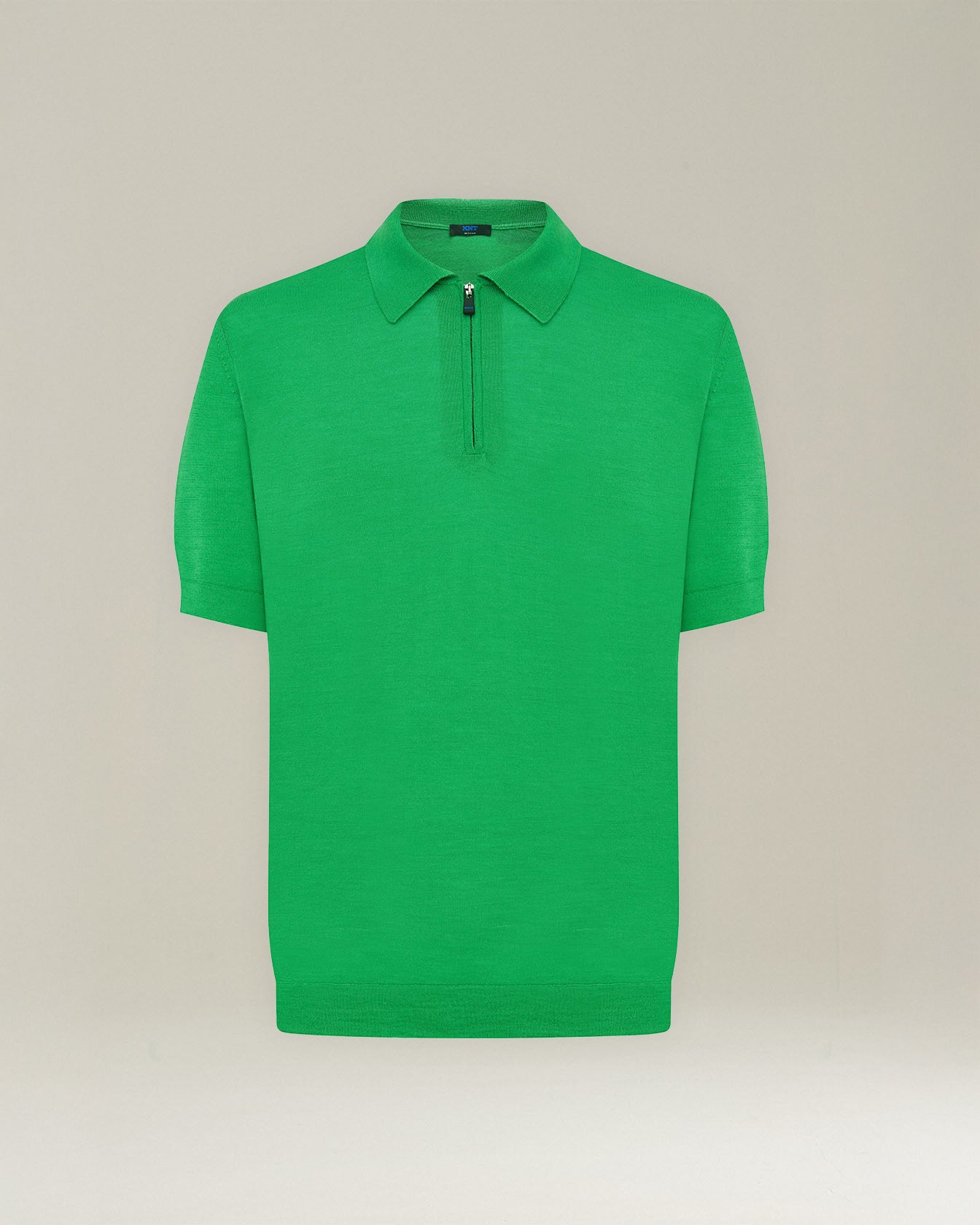 Knt Deluxe Wool And Silk Zip Up Polo Shirt