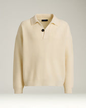 POLO IN PURE VIRGIN WOOL ENGLISH RIB IVORY