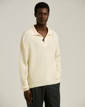 POLO IN PURE VIRGIN WOOL ENGLISH RIB IVORY