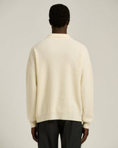 POLO IN PURE VIRGIN WOOL ENGLISH RIB IVORY