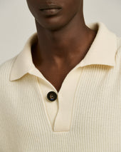 POLO IN PURE VIRGIN WOOL ENGLISH RIB IVORY
