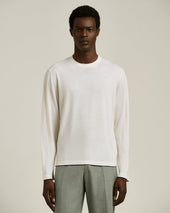 LONG SLEEVE T-SHIRT IN EXTRA FINE VIRGIN WOOL WHITE