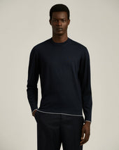 Crew Neck Long Sleeve Sweater In Extra Fine Virgin Wool