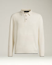 LONG SLEEVE POLO IN PURE VIRGIN WOOL WHITE