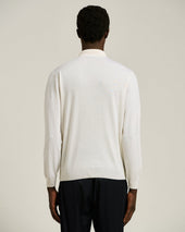 LONG SLEEVE POLO IN PURE VIRGIN WOOL WHITE