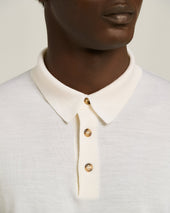 LONG SLEEVE POLO IN PURE VIRGIN WOOL WHITE
