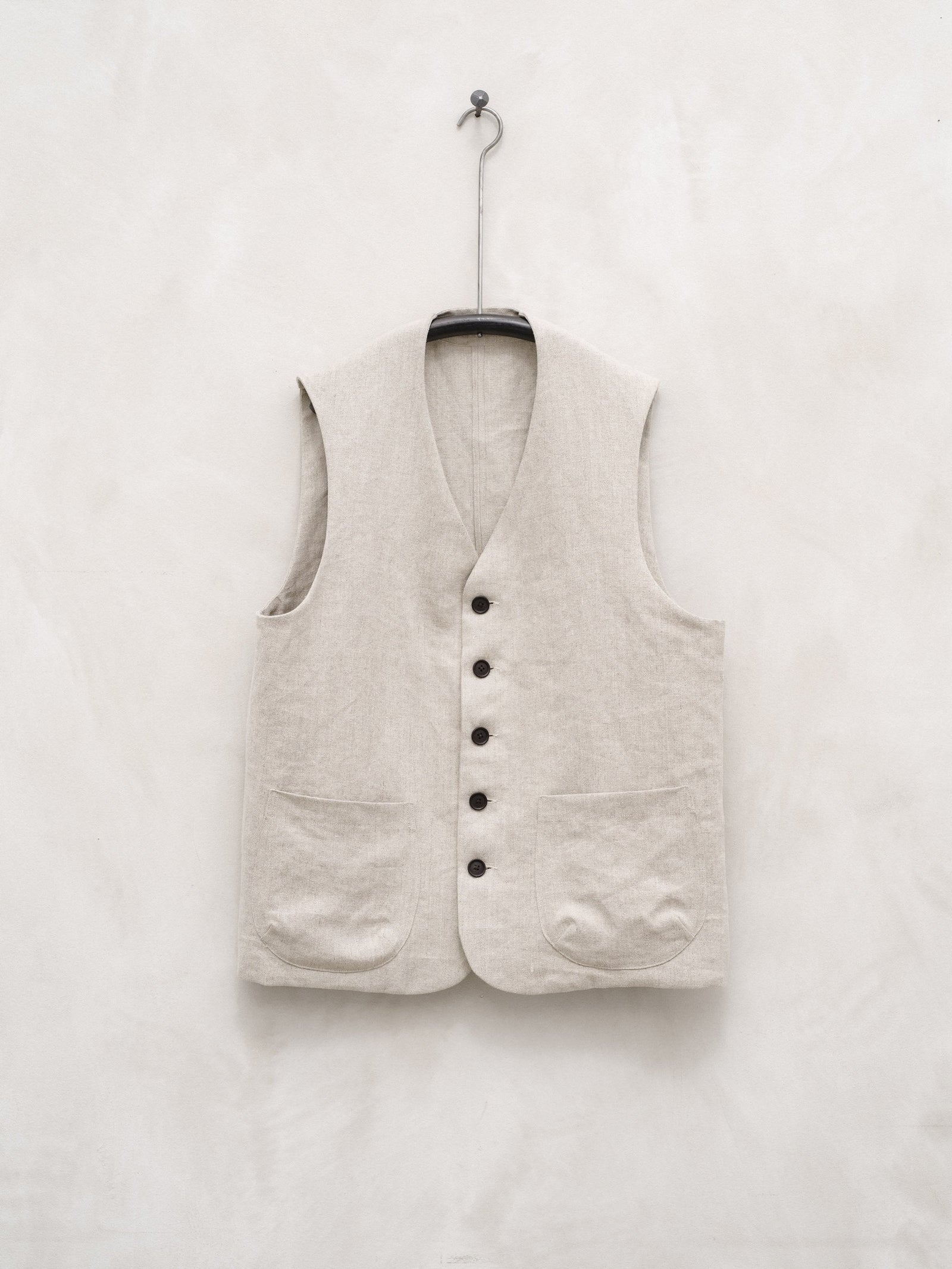 Patch Pocket Vest Tumbled Hemp Canvas