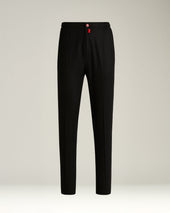 BLACK WOOL COMFORT TROUSERS WITH ELASTIC WAISTBAND