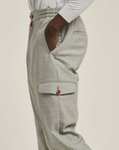 CARGO TROUSERS IN PURE VIRGIN WOOL GREY MELANGE