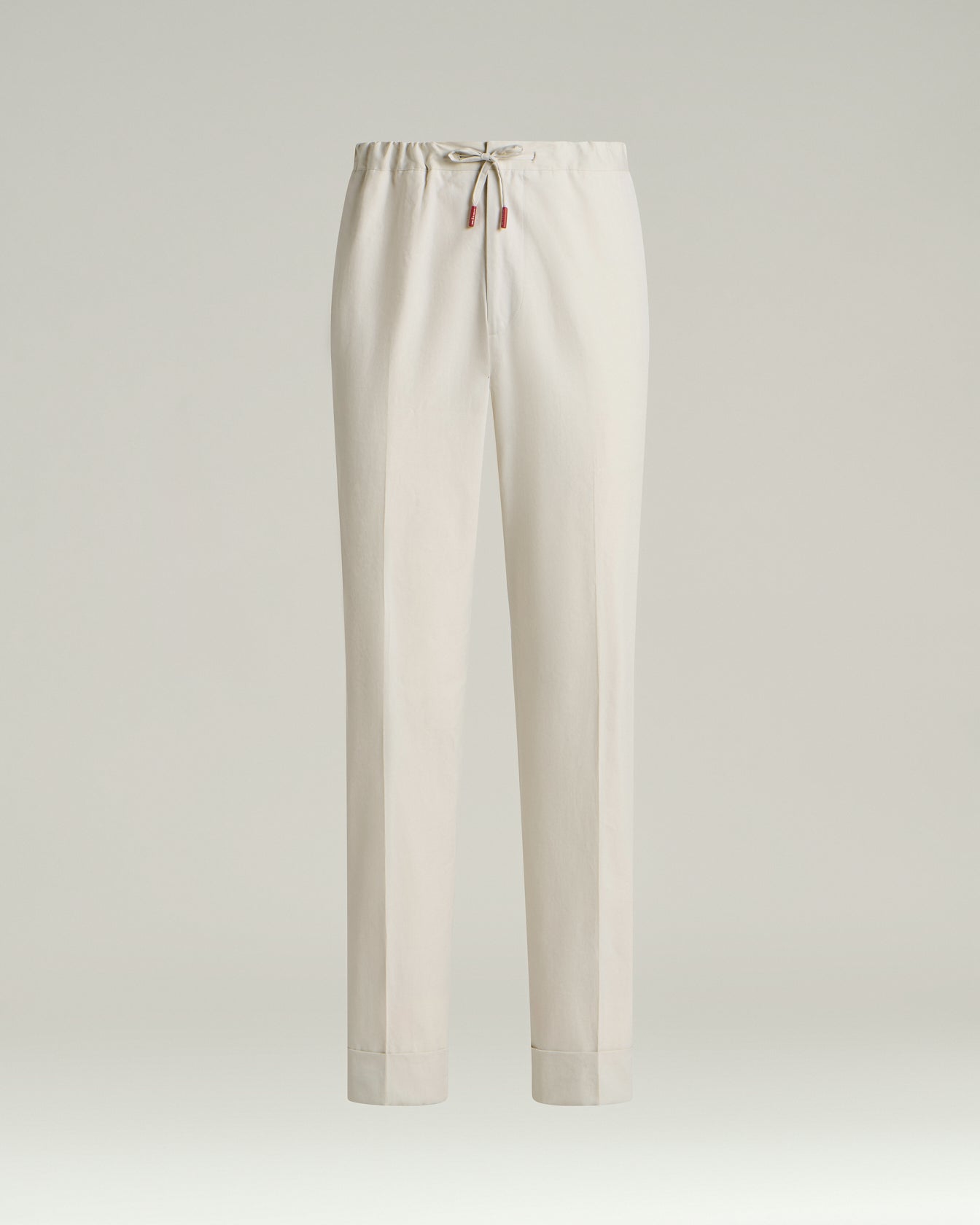 Beige Cotton Trousers With Elastic Waist