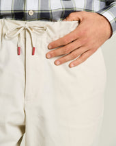 BEIGE COTTON TROUSERS WITH ELASTIC WAIST