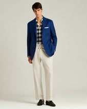 BEIGE COTTON TROUSERS WITH ELASTIC WAIST