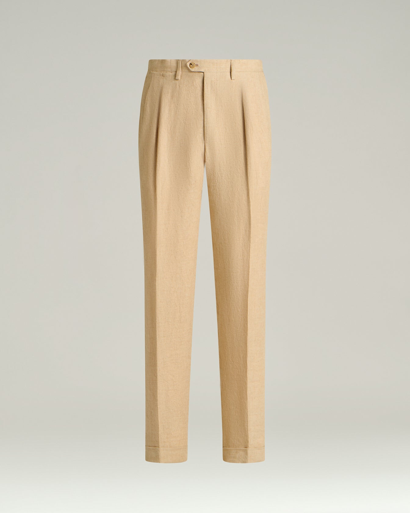 Linen Trousers With Darts Beige