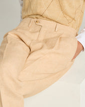 LINEN TROUSERS WITH DARTS BEIGE