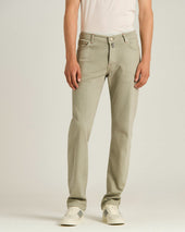 GREY STRETCH COTTON FIVE POCKET TROUSERS