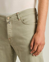 GREY STRETCH COTTON FIVE POCKET TROUSERS