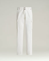 STRETCH COTTON TROUSERS IN WHITE