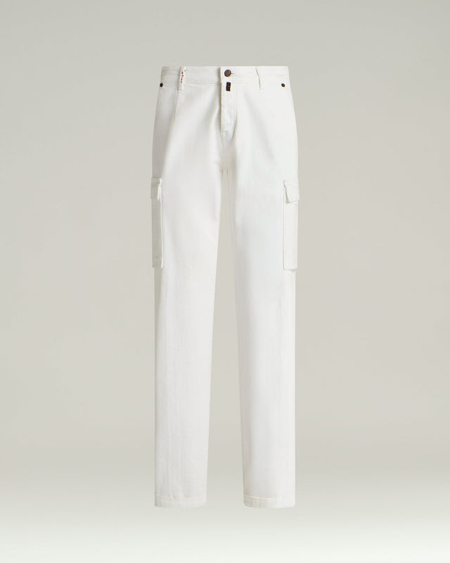 STRETCH COTTON TROUSERS IN WHITE