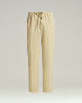 LINEN AND COTTON BLEND TROUSERS IN BEIGE