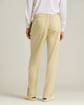 LINEN AND COTTON BLEND TROUSERS IN BEIGE