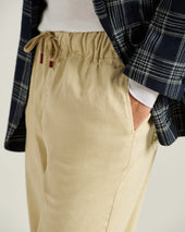 LINEN AND COTTON BLEND TROUSERS IN BEIGE