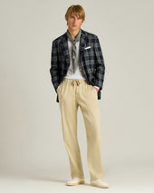 LINEN AND COTTON BLEND TROUSERS IN BEIGE