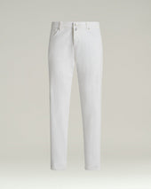WHITE STRETCH COTTON FIVE-POCKET TROUSERS