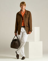 WHITE STRETCH COTTON FIVE-POCKET TROUSERS
