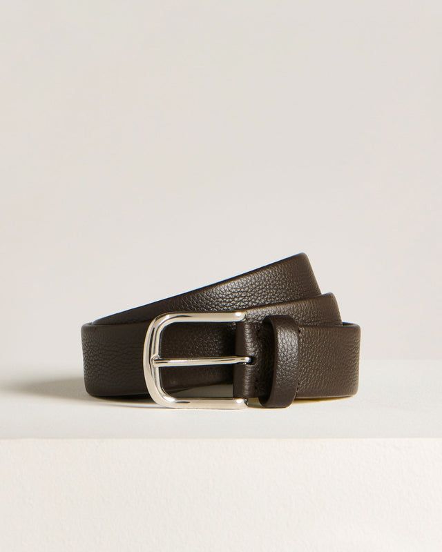 CALFSKIN BELT DARK BROWN CALFSKIN LEATHER