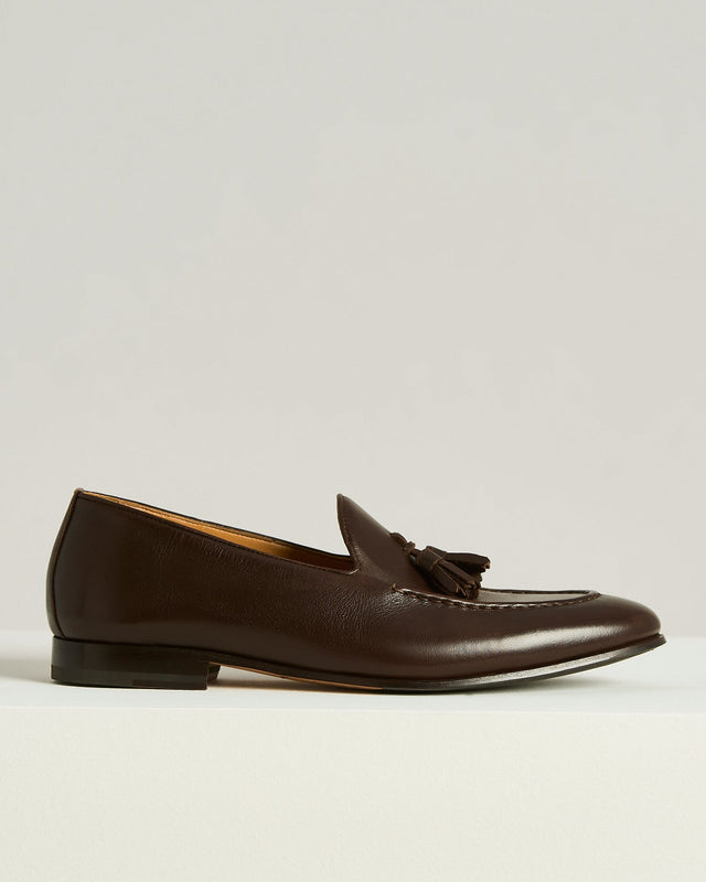 CALFSKIN TASSEL LOAFER DARK BROWN