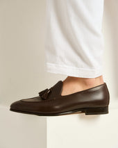 CALFSKIN TASSEL LOAFER DARK BROWN