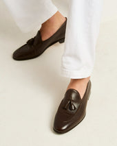 CALFSKIN TASSEL LOAFER DARK BROWN