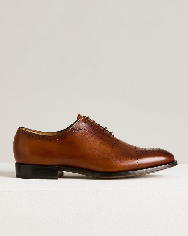 “CARAVAGGIO” WHOLECUT OXFORD SHOES IN ANTIQUED CALFSKIN