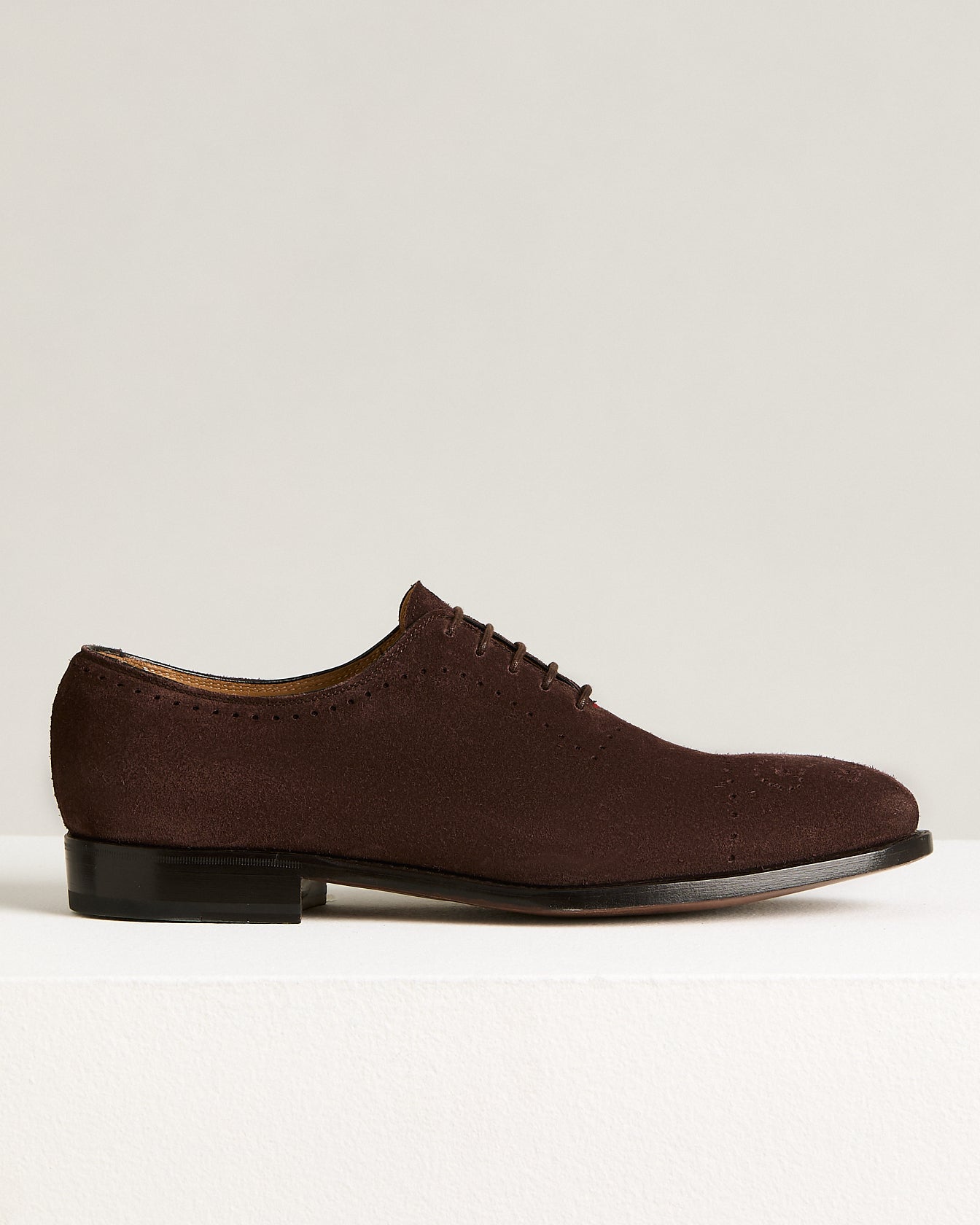Coffee Suede Calfskin Caravaggio Lace Up Shoes