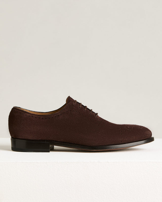 COFFEE SUEDE CALFSKIN CARAVAGGIO LACE-UP SHOES