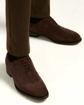 Coffee Suede Calfskin Caravaggio Lace Up Shoes