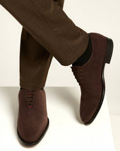 Coffee Suede Calfskin Caravaggio Lace Up Shoes