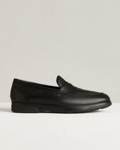 BLACK DEERSKIN LOAFERS WITH RUBBER SOLE