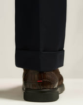 BROWN SUEDE CALFSKIN LOAFERS WITH CROCODILE INSERTS