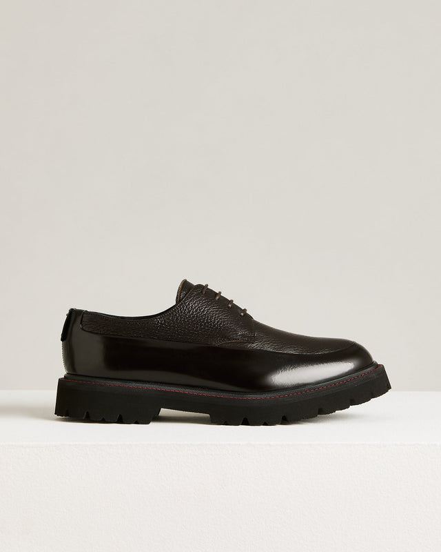 Dark Brown Deerskin And Calfskin Lace Up Shoe